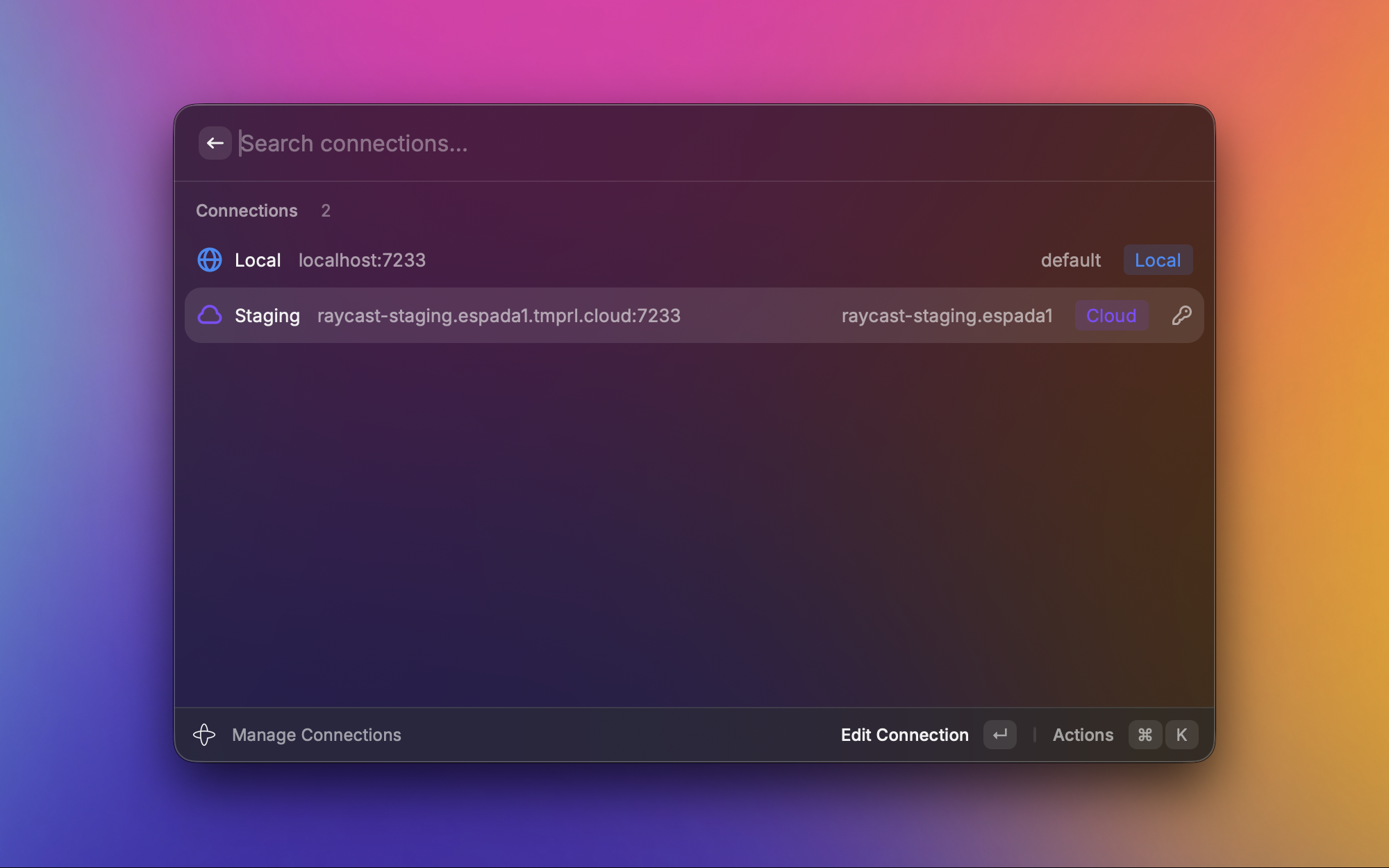 Managing Temporal connections in Raycast